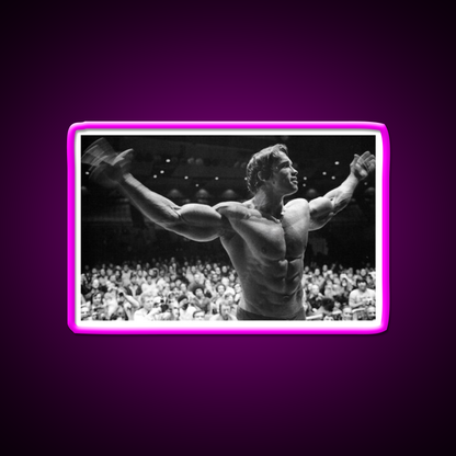 Arnold Schwarzenegger Hd Iconic Pose Gym Fitness Led Neon Sign Rgb Color