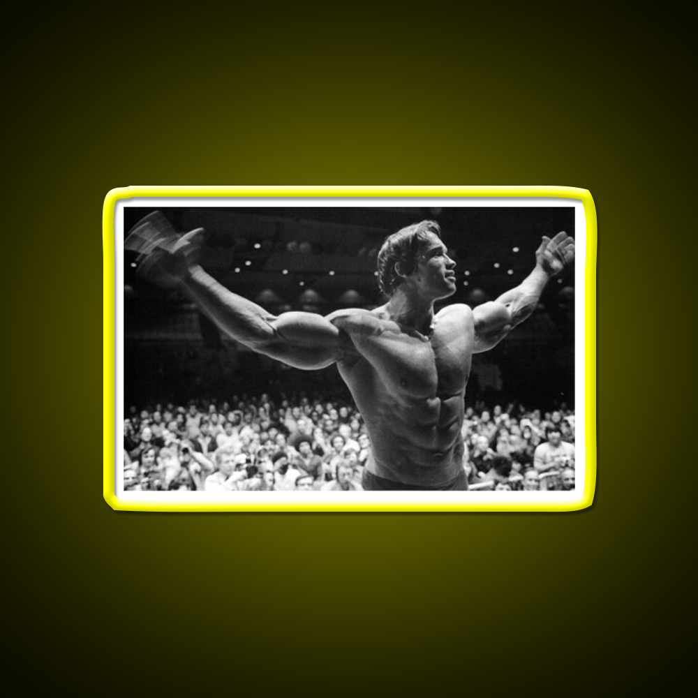 Arnold Schwarzenegger Hd Iconic Pose Gym Fitness Led Neon Sign Rgb Color