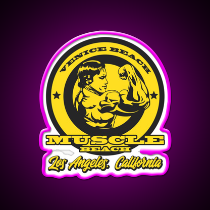 Arnold Schwarzenegger Muscle Beach Gym Fitness Led Neon Sign Rgb Color