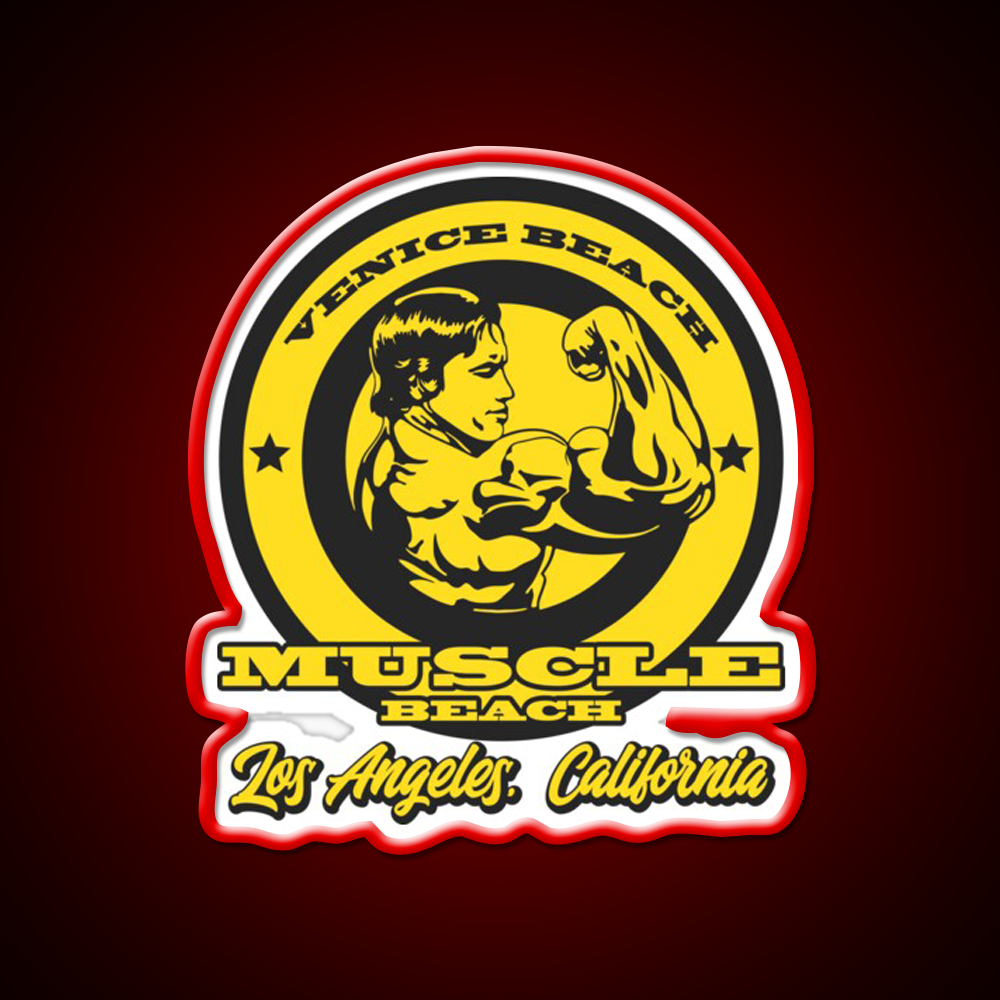 Arnold Schwarzenegger Muscle Beach Gym Fitness Led Neon Sign Rgb Color