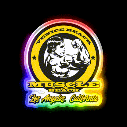 Arnold Schwarzenegger Venice Beach Muscle Beach Gym Fitness Led Neon Sign Rgb Color