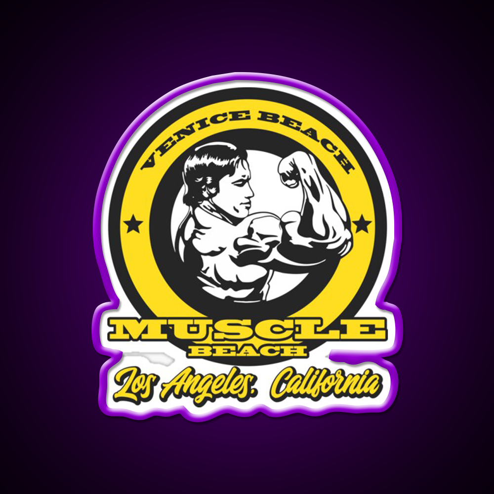 Arnold Schwarzenegger Venice Beach Muscle Beach Gym Fitness Led Neon Sign Rgb Color