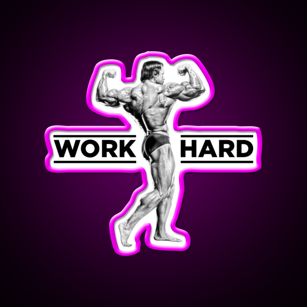 Arnold Schwarzenegger Work Hard Gym Fitness Led Neon Sign Rgb Color