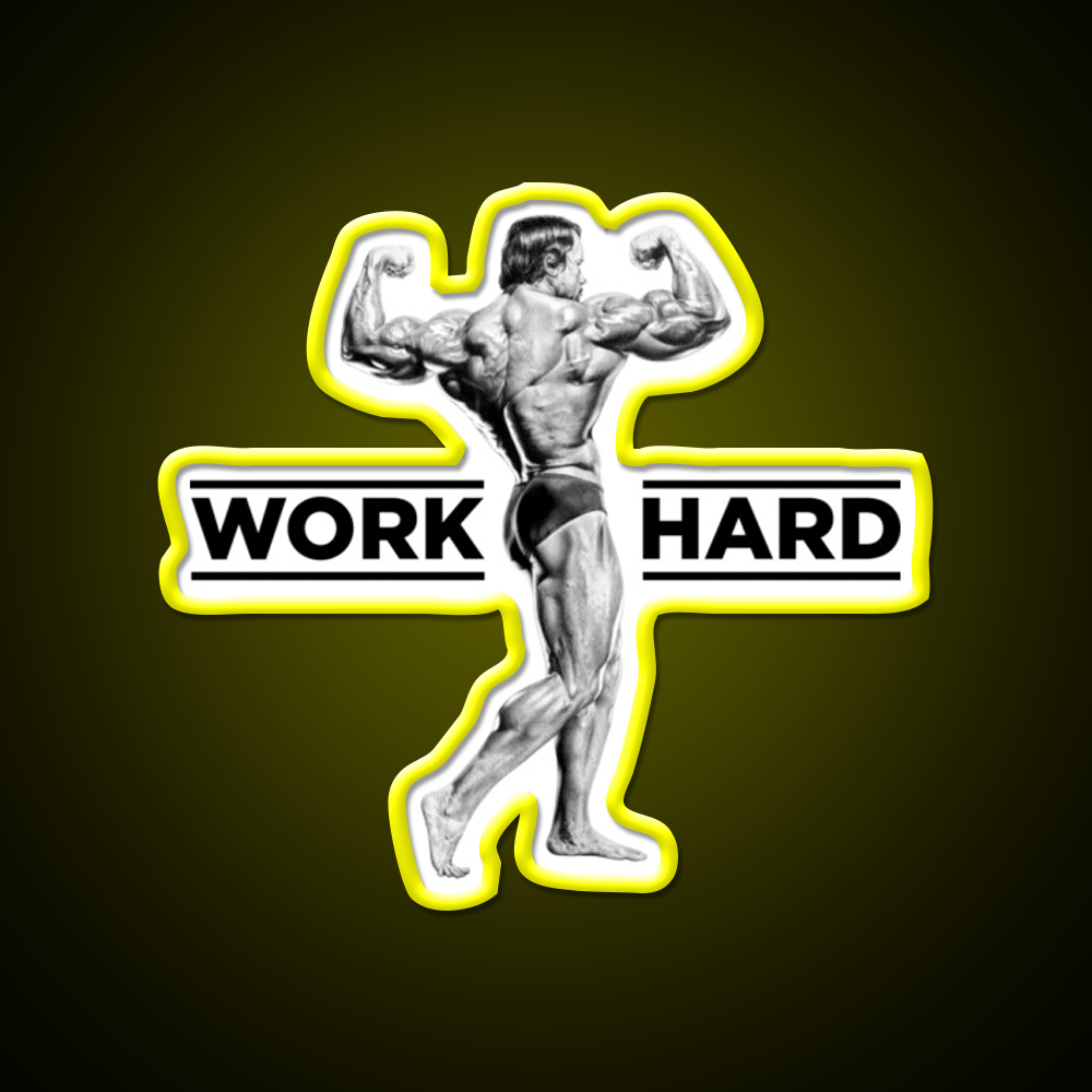 Arnold Schwarzenegger Work Hard Gym Fitness Led Neon Sign Rgb Color