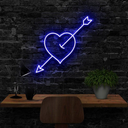 Arrow Through Heart Red Led Neon Sign For Romantic Indoor Decor | Shineneon