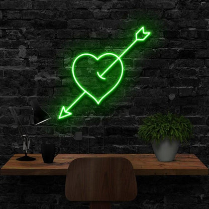 Arrow Through Heart Red Led Neon Sign For Romantic Indoor Decor | Shineneon