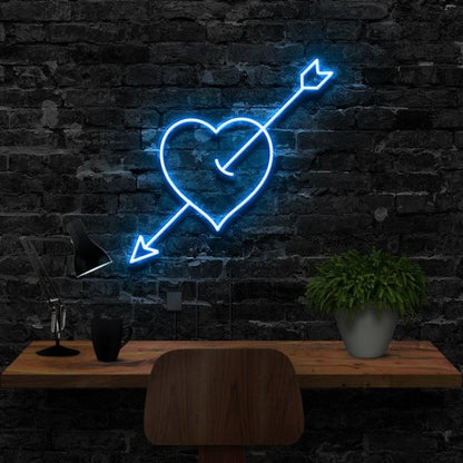 Arrow Through Heart Red Led Neon Sign For Romantic Indoor Decor | Shineneon