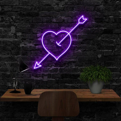Arrow Through Heart Red Led Neon Sign For Romantic Indoor Decor | Shineneon