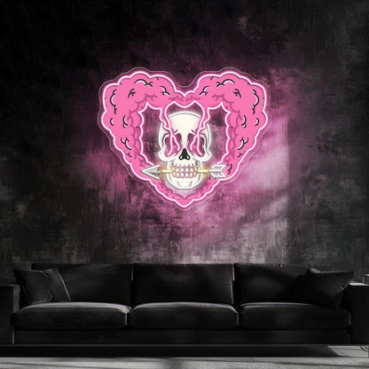 Arrow Through My Heart Pink And White Uv Printed Led Neon Sign Artwork | Shineneon