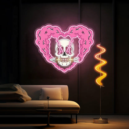 Arrow Through My Heart Pink And White Uv Printed Led Neon Sign Artwork | Shineneon