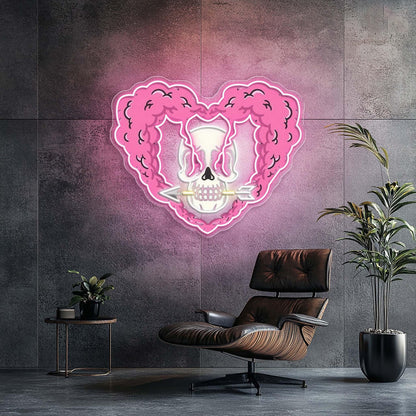 Arrow Through My Heart Pink And White Uv Printed Led Neon Sign Artwork | Shineneon