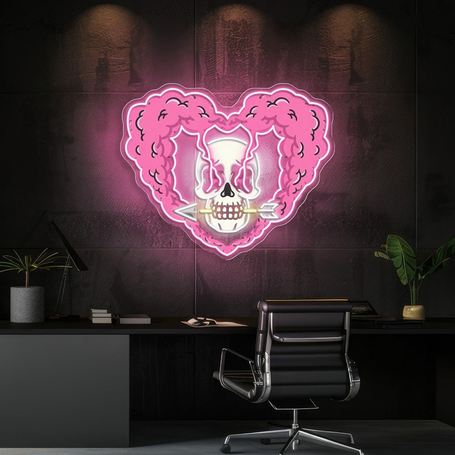 Arrow Through My Heart Pink And White Uv Printed Led Neon Sign Artwork | Shineneon