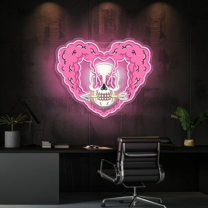 Arrow Through My Heart Pink And White Uv Printed Led Neon Sign Artwork | Shineneon
