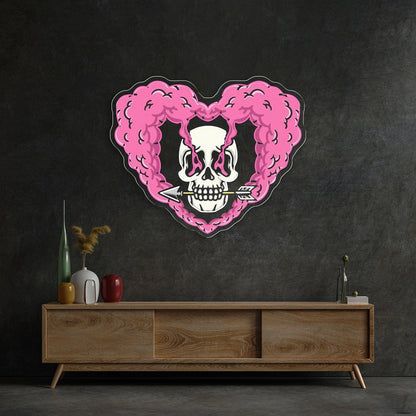 Arrow Through My Heart Pink And White Uv Printed Led Neon Sign Artwork | Shineneon