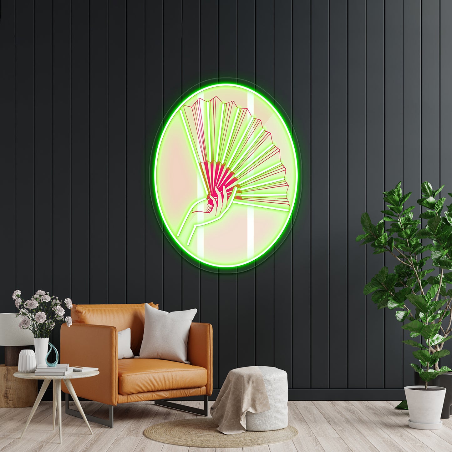 Art Deco Retrostyle Art Nouveau Design With Fan Arte Abstracto Wall Artwork Neon Signs