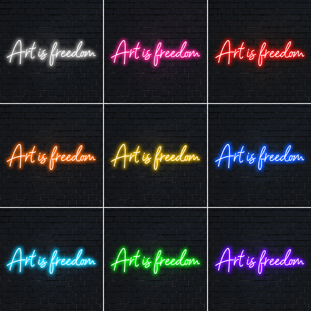 Art Is Freedom Wall Decor LED Neon Sign - 05 Color Grid