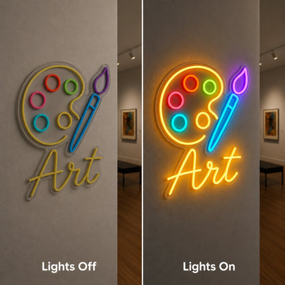 Art Palette Neon Sign LED Neon Sign day and night comparison