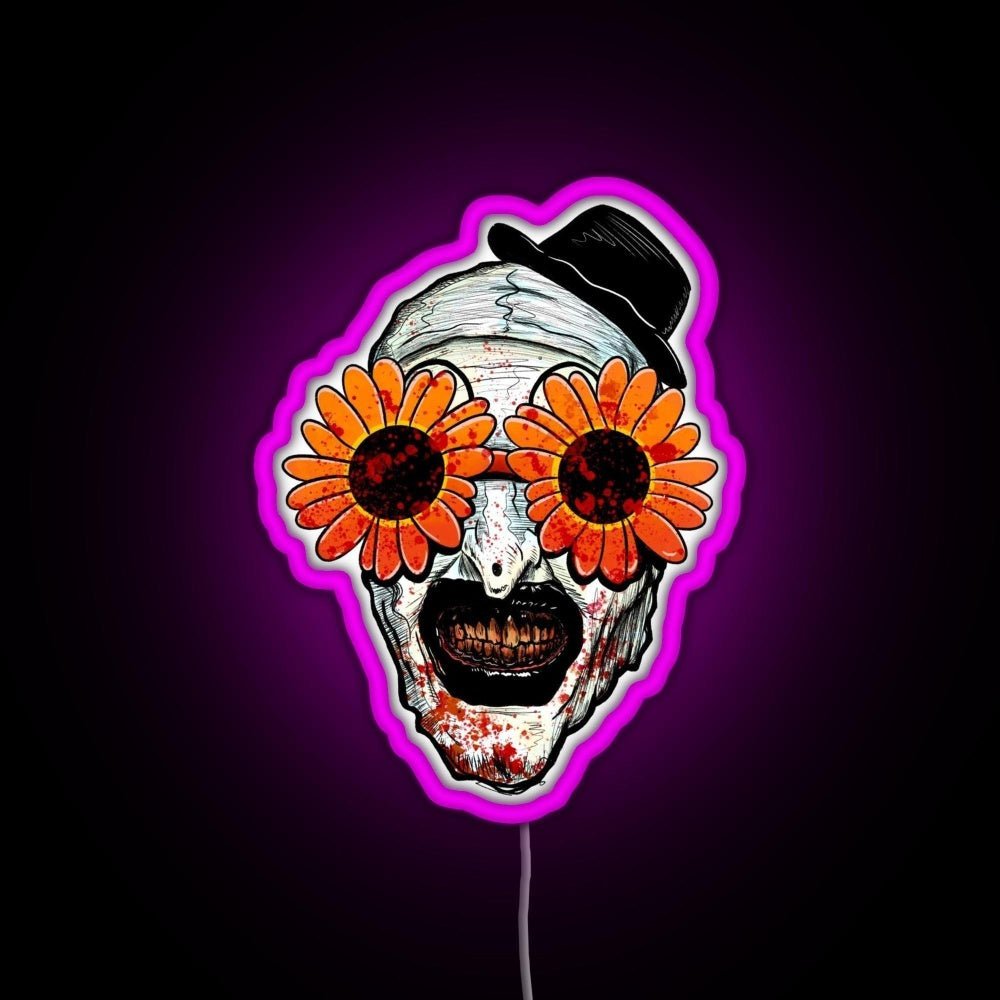 Art The Clown Terrifier 2 Sunflower Sunglasses Rgb Led Neon Sign Pop Wall Art - Shineneon