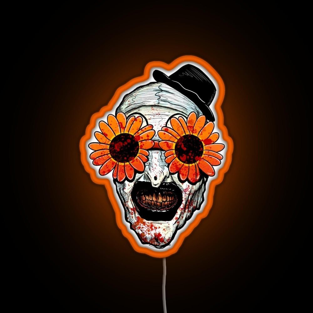 Art The Clown Terrifier 2 Sunflower Sunglasses Rgb Led Neon Sign Pop Wall Art - Shineneon
