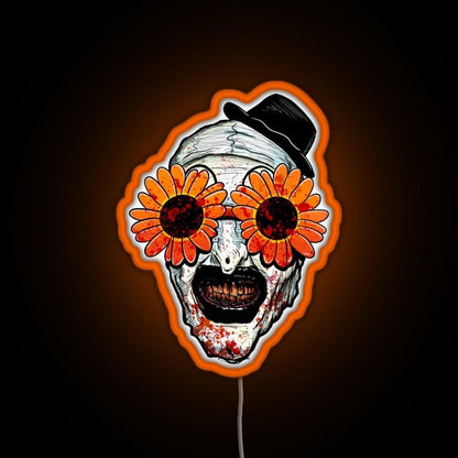 Art The Clown Terrifier 2 Sunflower Sunglasses Rgb Led Neon Sign Pop Wall Art - Shineneon