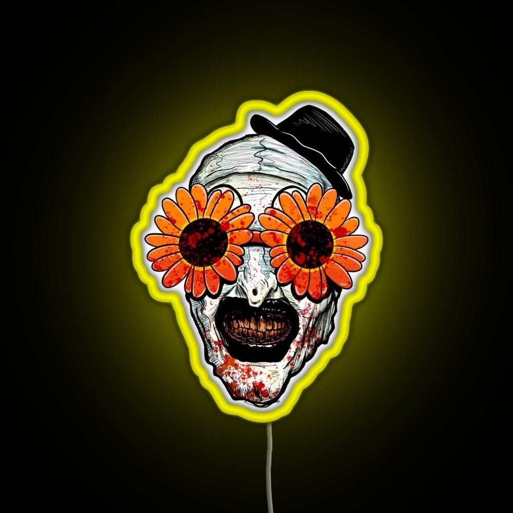 Art The Clown Terrifier 2 Sunflower Sunglasses Rgb Led Neon Sign Pop Wall Art - Shineneon