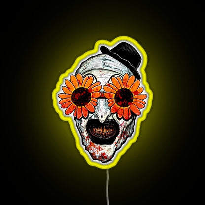 Art The Clown Terrifier 2 Sunflower Sunglasses Rgb Led Neon Sign Pop Wall Art - Shineneon