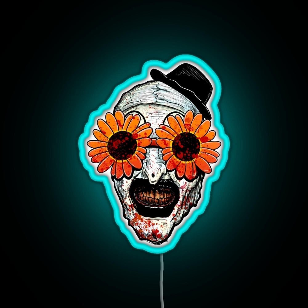 Art The Clown Terrifier 2 Sunflower Sunglasses Rgb Led Neon Sign Pop Wall Art - Shineneon