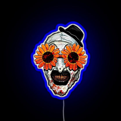 Art The Clown Terrifier 2 Sunflower Sunglasses Rgb Led Neon Sign Pop Wall Art - Shineneon