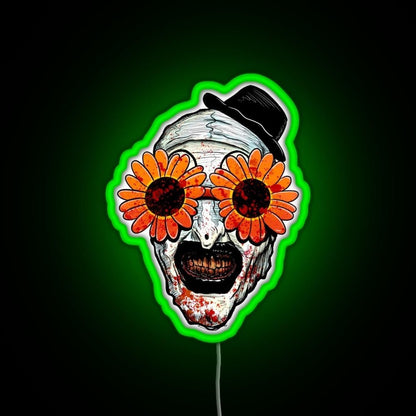 Art The Clown Terrifier 2 Sunflower Sunglasses Rgb Led Neon Sign Pop Wall Art - Shineneon