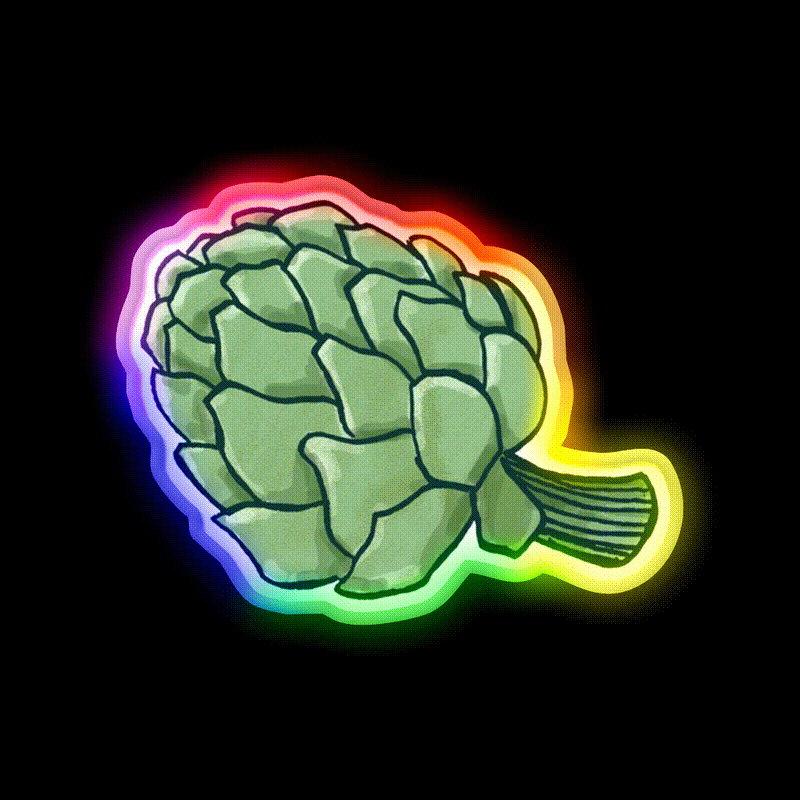 Artichoke Snack Food Led Neon Sign Rgb Color - LED neon sign close-up detail