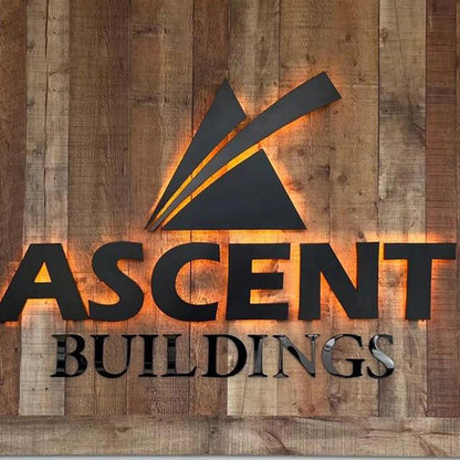 Ascent Buildings 3D Metal Backlit Letters Business Led Sign - Shineneon