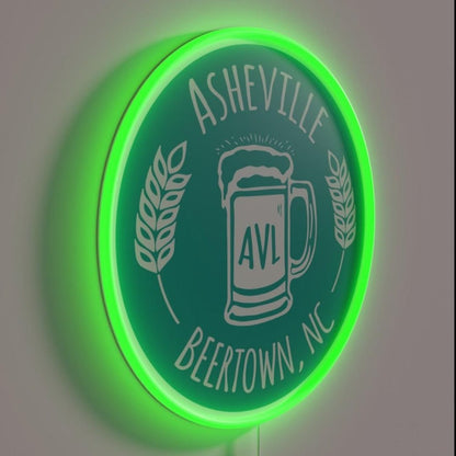 Asheville Beertown Nc White On Green Rgb Led Neon Sign - Shineneon