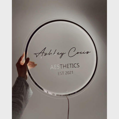 Ashley Cocis Aesthetics Est 2021 Acrylic Business Logo Sign