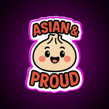 Asian Dumpling Character For Aapi Month Pride Asian Cultural Led Neon Sign Rgb Color - Neon sign mounted on wall in room