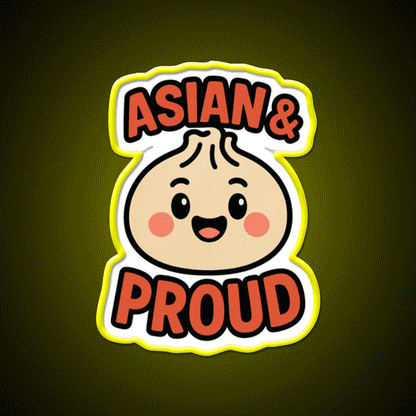 Asian Dumpling Character For Aapi Month Pride Asian Cultural Led Neon Sign Rgb Color - Custom LED neon sign front view