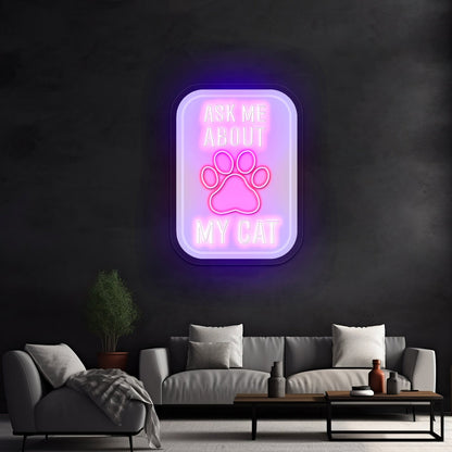 Ask Me About My Cat Green Neon Signs For Personalized Neon Signs - Shineneon