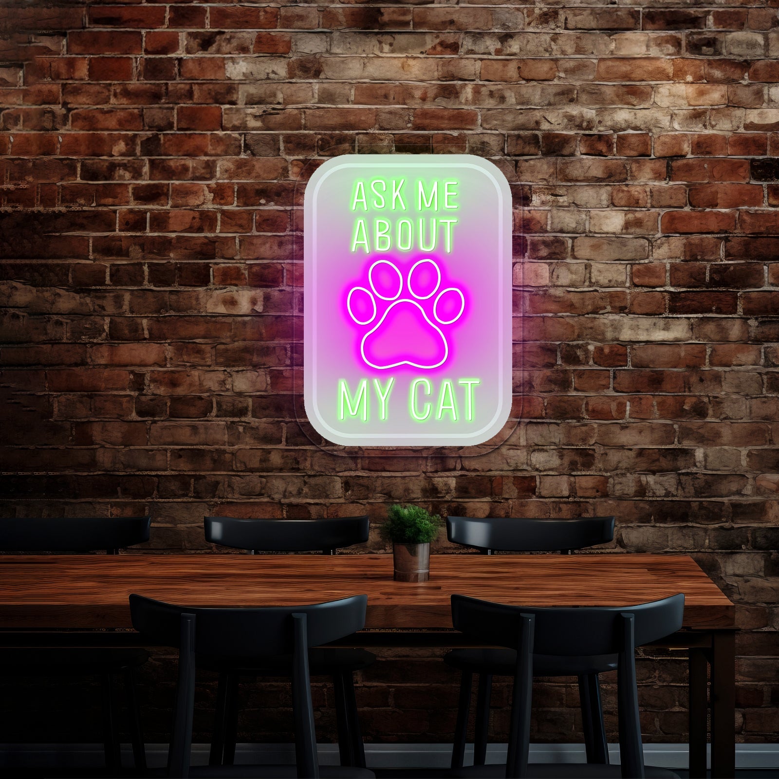 Ask Me About My Cat Green Neon Signs For Personalized Neon Signs - Shineneon