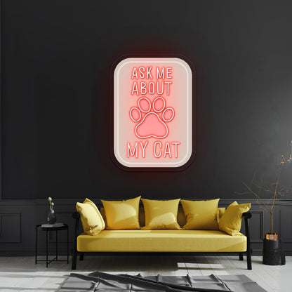 Ask Me About My Cat Green Neon Signs For Personalized Neon Signs - Shineneon