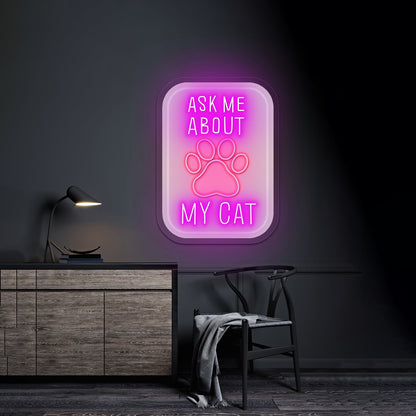 Ask Me About My Cat Green Neon Signs For Personalized Neon Signs - Shineneon
