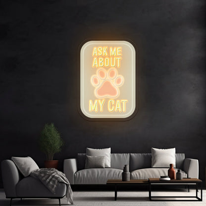 Ask Me About My Cat Green Neon Signs For Personalized Neon Signs - Shineneon