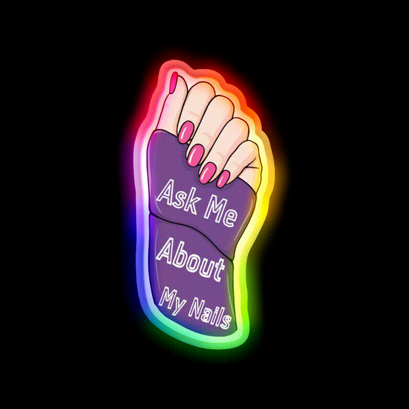 Ask Me About My Nail Salon Led Neon Sign For Nail Shop Rgb Color - LED neon sign close-up detail