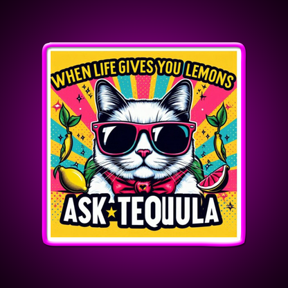 Ask Tequila Led Neon Sign Chinese Food Rgb Color - Neon sign mounted on wall in room