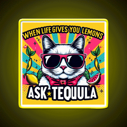 Ask Tequila Party Drink Tequila Led Neon Sign Rgb Color - Custom LED neon sign front view