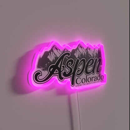 Aspen Where The Beer Flows Like Wine Rgb Led Neon Sign - Shineneon