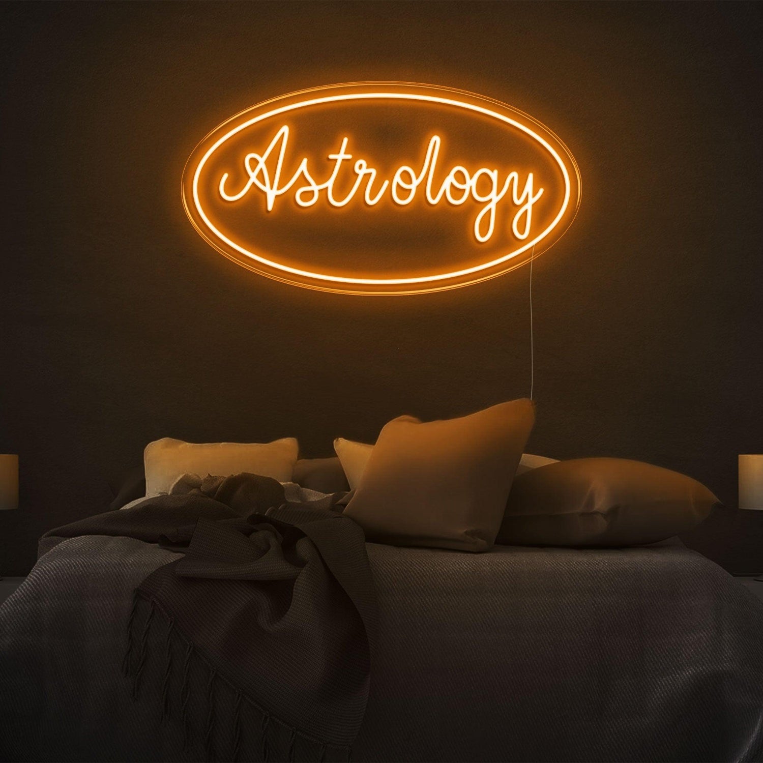Astrology Amber Led Neon Sign With Ellipse Border For Bedroom Wall Decor | Shineneon