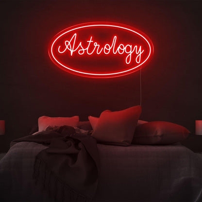 Astrology Amber Led Neon Sign With Ellipse Border For Bedroom Wall Decor | Shineneon