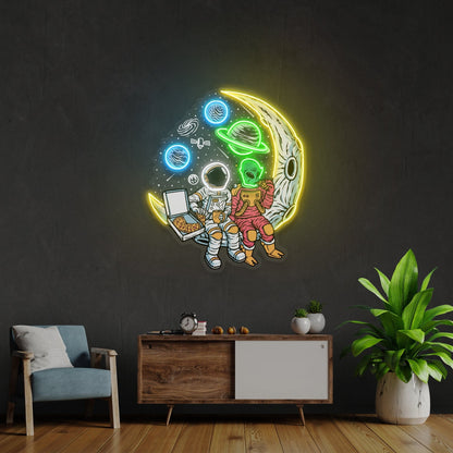 Astronaut And Alien Chill Acrylic Artwork Led Neon Sign | Shineneon