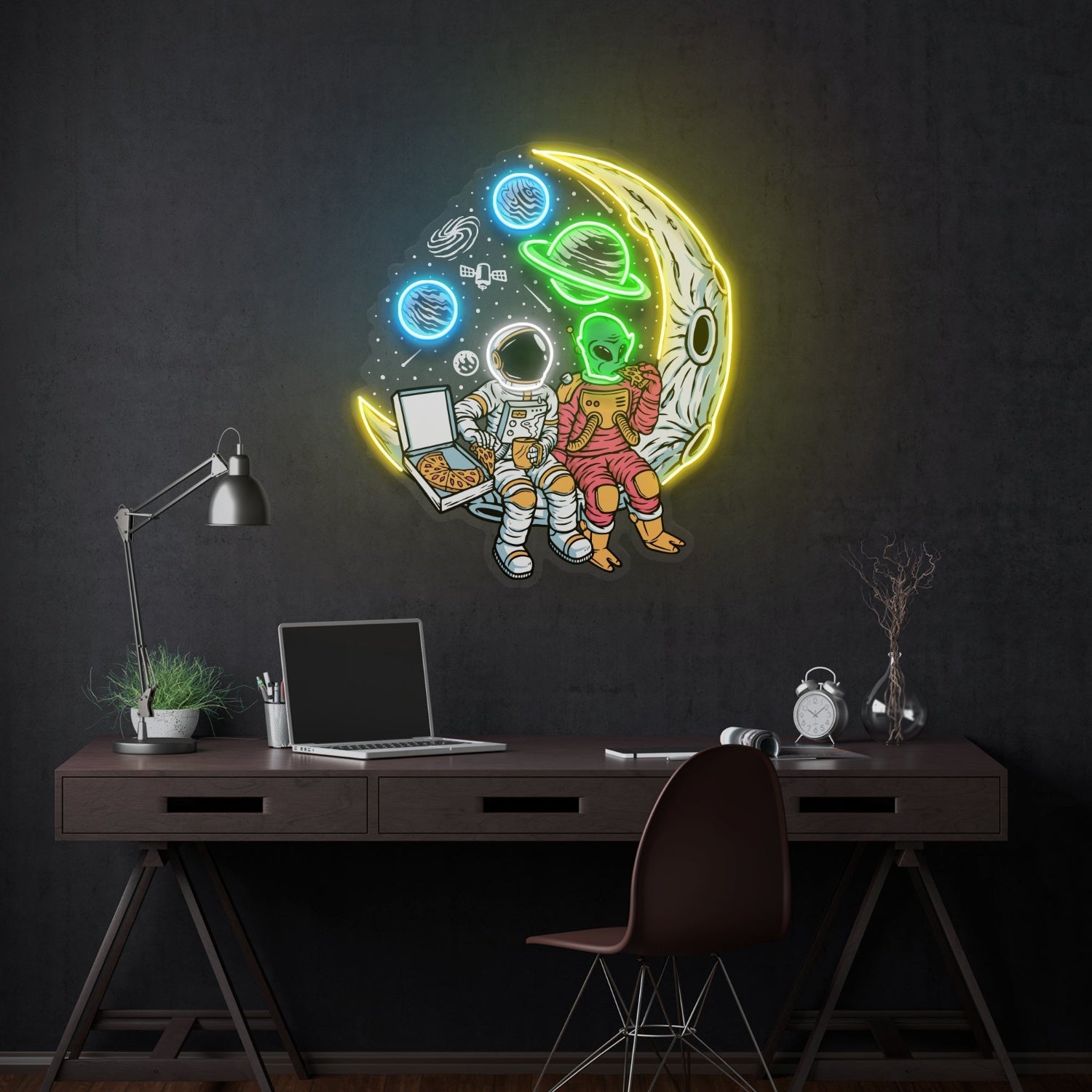 Astronaut And Alien Chill Acrylic Artwork Led Neon Sign | Shineneon