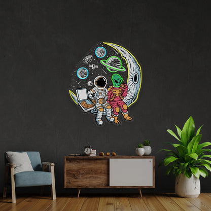 Astronaut And Alien Chill Acrylic Artwork Led Neon Sign | Shineneon