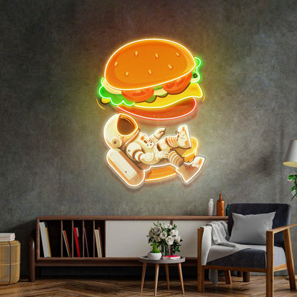 Astronaut And Burger Acrylic Artwork Led Neon Sign | Shineneon